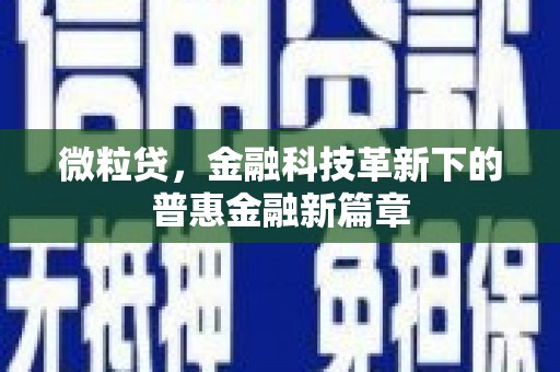 奈曼旗微粒贷，金融科技革新下的普惠金融新篇章